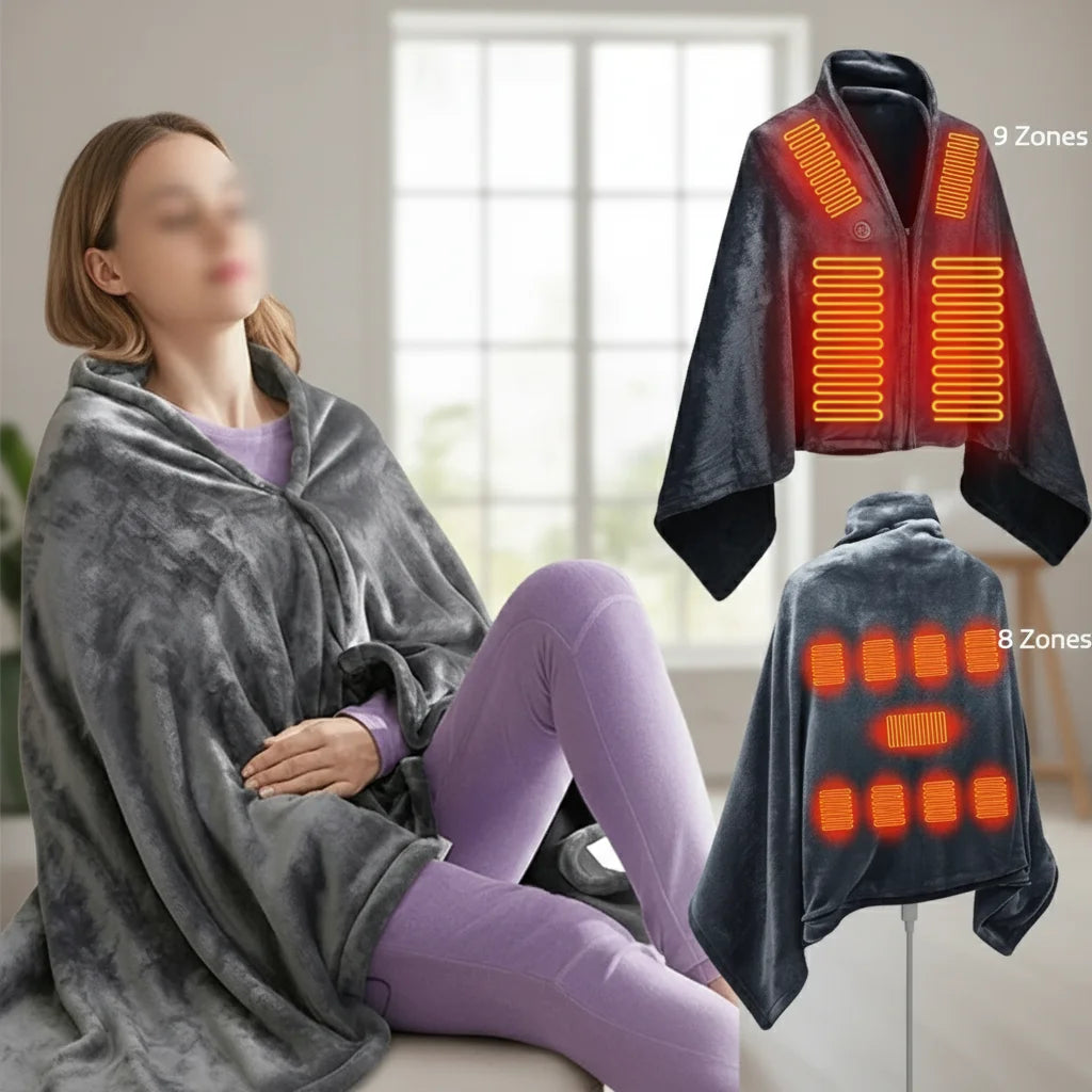 Couverture Chauffante Électrique 9 Zones | Plaid Chauffant 60°C Lavable
