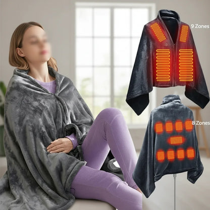 Couverture Chauffante Électrique 9 Zones | Plaid Chauffant 60°C Lavable